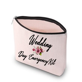 PXTIDY Bride Wedding Day Emergency Kit Bridal Shower Gift Wedding Survival Kit Makeup Bag Bride To Be Gift (Beige)