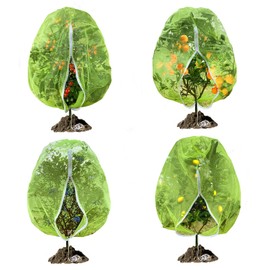 Fruit Tree Netting, RIFNY 3.3 x 2.6 FT Blueberry Bush Netting Cover with Zipper Drawstring, Outdoor Mosquito Net Garden Netting Protector Plant from Birds Cicadas Animals Insect (4 PCS, Green)