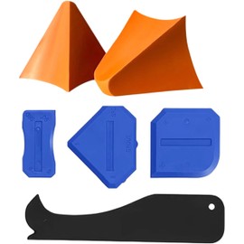 silicone spreader caulking tool, 6-Piece Set, Orange Spreaders, Blue Scrapers, Multi-Purpose Sealing Tools for Kitchen, Bathroom, Window, Tile Installation