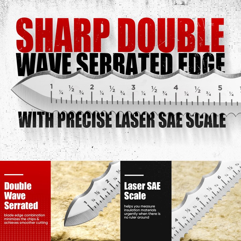 11" Insulation Knife, Stainless Steel Blade Insulation Cutter w/Laser Scale,