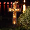 HUYIENO Solar Cross Garden Stake Lights 38inch Metal Outdoor Waterproof