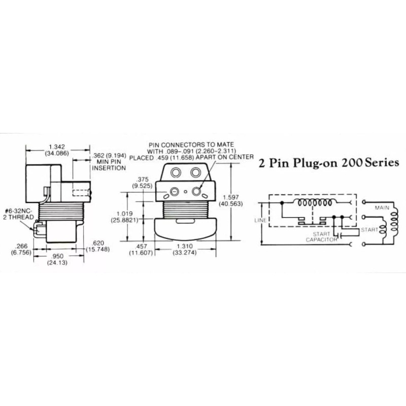 Klixon New Sensata 1-Phase Motor Start Compressor Relay Plug-On Female