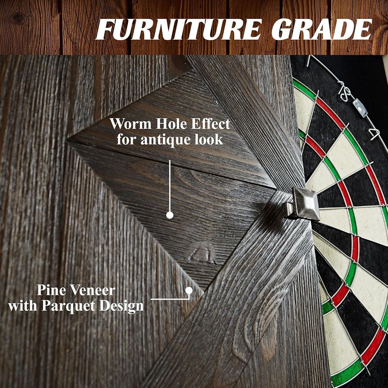 Barrington Bellevue Wood Dartboard Cabinet with 18-Inch Bristle Dartboard and