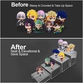 CTDMJ Acrylic Display Risers 4Pcs Clear Acrylic Display Risers 4Sizes Transparent Display Riser Stand for Pop Figures Display, Jewelry Showcase Shelf,Collections Products Display Shel