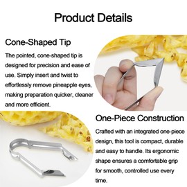 Pineapple Eye Remover & Strawberry Huller, Stainless Steel Corer Tool