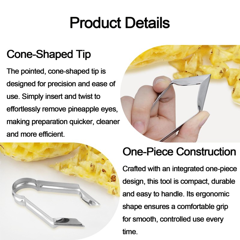 Pineapple Eye Remover & Strawberry Huller, Stainless Steel Corer Tool