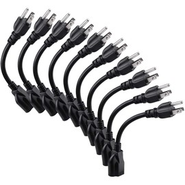 [ETL Listed] Miady Short Power Extension Cord Outlet Saver, 16AWG/13A, 3 Prong (10 Pack, Black, 8 Inch)