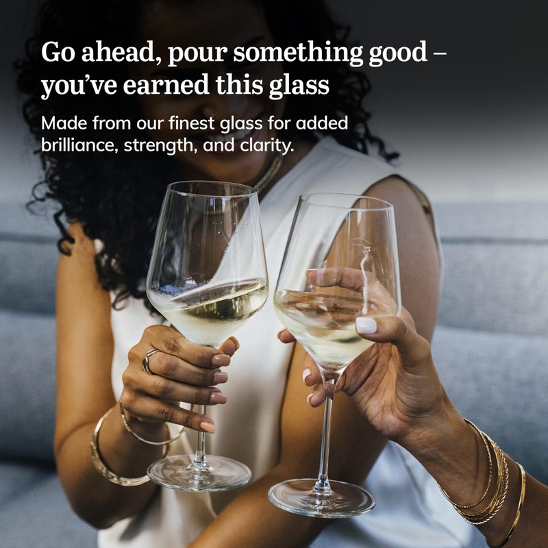 Libbey Signature White Wine Glasses Set of 4, Seamless Long