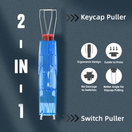 MAMBASNAKE 2-in-1 Keycap Switch Puller, 304 Stainless Steel Key Removal Tool for Hot Swappable Mechanical Keyboard and DIY Custom Gaming Keyboard - Transparent Blue
