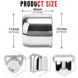 RTRHINOTUNING Set of 4 Push Through Center Caps 4.41" Chrome for Trailer Truck Wheel Rims Center Bore Large Vehicle 3.66" Tall