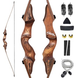 oubert 60 Inch Black Hunter Longbow 20-60 Lbs Archery Bow with Stringer Tool Right Hand Hunting Bows for Adults Outdoor Shooting Target Practice (30LBS)