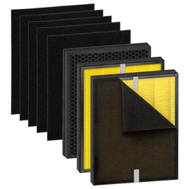 3+6 Pack KJ190L Filter Pet Care Replacement Filters for Mooka KJ190L Air Purifier, H13 True HEPA Filter, 3-in-1 Activated Carbon Filter for Home Large Room 2000 Ft², with 6 Pieces Washable Pre-Filters