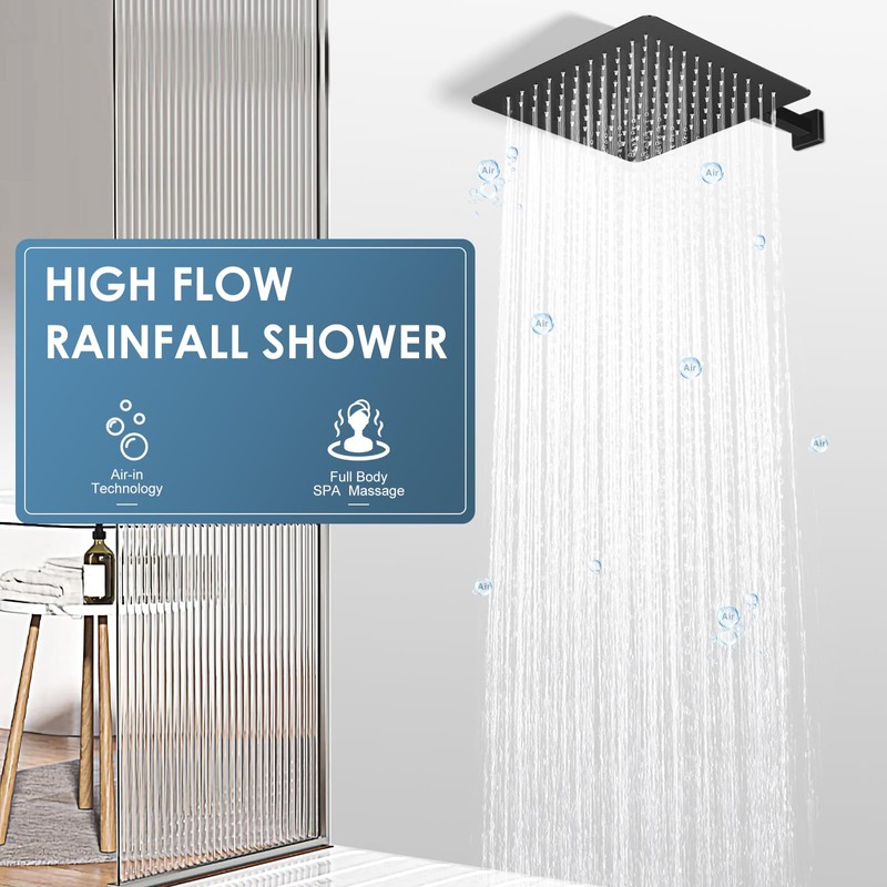 KINLIV 10" Rain Shower Head Matte Black - All Metal