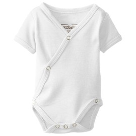 L'ovedbaby Unisex-Baby Newborn Organic Short-Sleeve Kimono Bodysuit, White, 3/6 Months