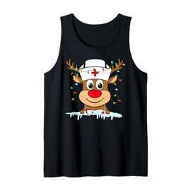 Reindeer Nurse Xmas Nursing Scrub Tops Christmas Pajamas Tank Top