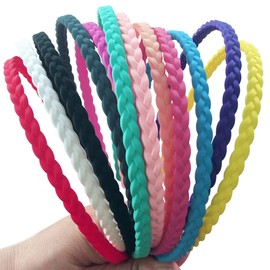 Pack of 12 Thin Hair Bands for Girls and Women, Plastic, with Teeth, Narrow by Yazon