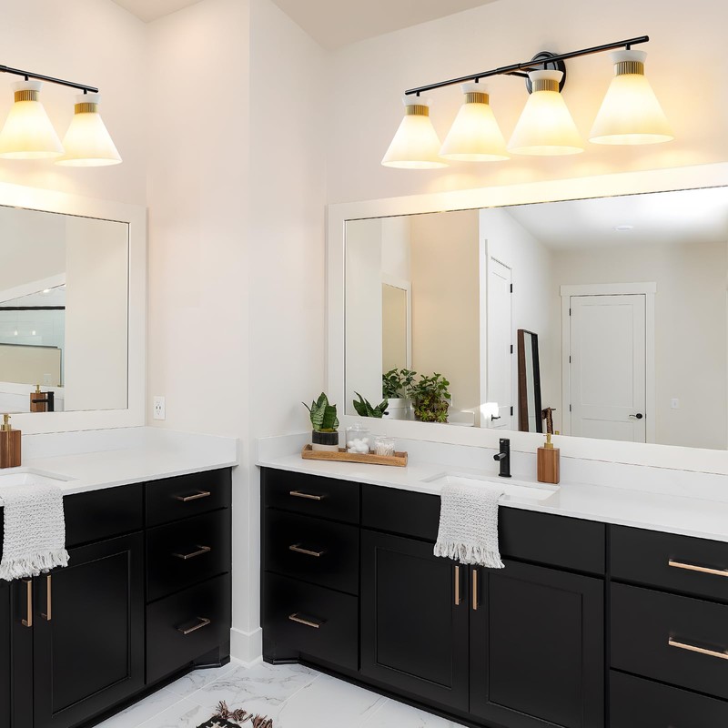 WOSHITU Bathroom Vanity Light Fixtures: 4-Light Mid Century Modern Vanity