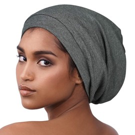 Alnorm Cosy satin lined slouchy beanie cap with soft elastic band for men and women, darkgray