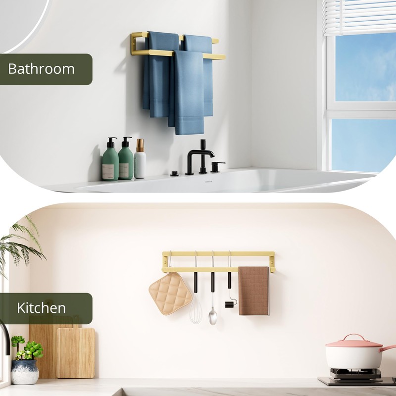SAYAYO Double Towel Bar for Bathroom Wall Heavy Duty, 2