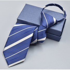 Corbatas con cierre preatadas para hombre y niño, diseño de boda, Estampado azul marino, Talla única