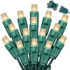 LAMPHOME 50Count String Lights, LED Christmas Lights, 6" SPACING,Twinkle,Green Wire,Warm White,Commercial Grade