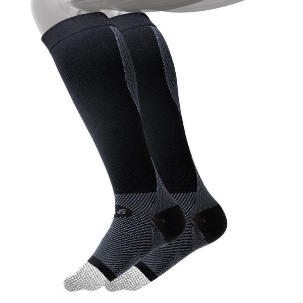 OS1st FS6+ Foot & Leg Sleeve for Plantar Fasciitis Pain Relief, Heel Pain and Arch Support (FS6+, XXL, Black)