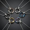 LinnWell Triple Ring Necklace Titanium Steel Necklace Three Interlocking Braided