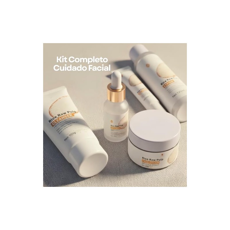 Kit Piezas Cuidado Facial Serum Locion Tónico Crema Contorno Ojos