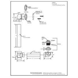 Westbrass Tip-Toe Sch. 40 ABS Bath Waste with Two-Hole Elbow, Polished Brass, D4931-01