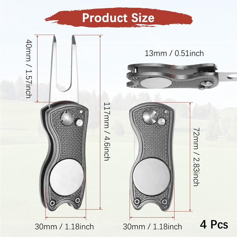 TIXIPEM Golf Divot Repair Tool [4PCS] - Switch Foldable Divot