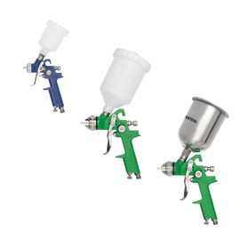 INTERTOOL HVLP Air Spray Gun Set, 3 Paint Sprayers with Cups, 0.8/1.3/1.7mm, Air Regulator, Disposable Cup Adapter, All Auto Paint, Touch-up and Topcoat, Primers PT08-1505