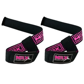 MRX Power Weight Lifting Bar Straps Bodybuilding Crossfit Gym Workout Strap - Color: Pink