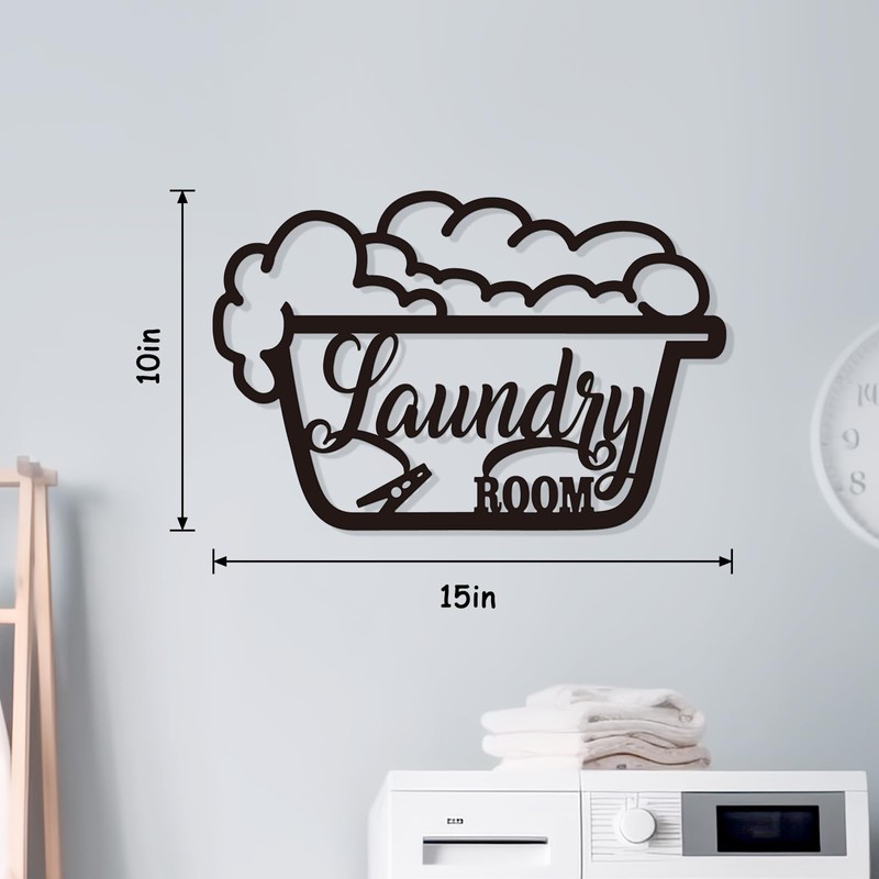 Bnesi Laundry Wall Decor Sign, Farmhouse Decoration Metal Wall Art