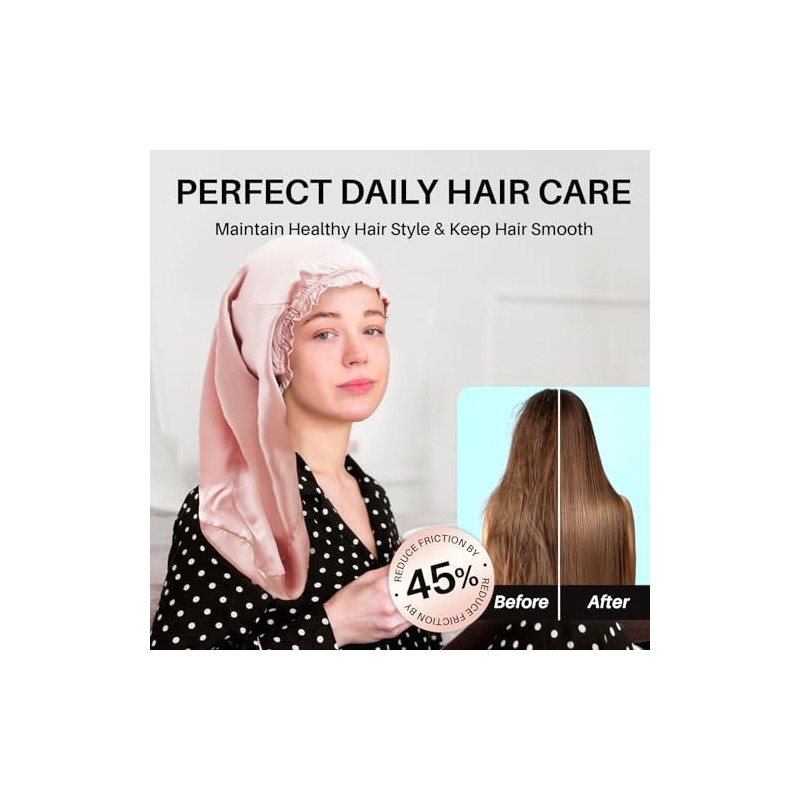 Gorro Seda Largo Dormir Mujeres Hombres Todo Tipo Cabello 100