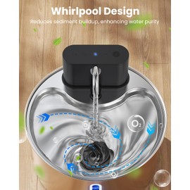 Cityflee Cat Water Fountain Wireless Stainless Steel with Sensor 3.5L/118oz Battery Operated Rechargeable Automatic Water Dispenser Quiet Pump for Drinking Indoor, Easy Clean for Cats Dogs Pets