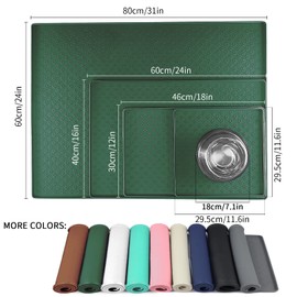 Ptlom Pet Placemat for Dog and Cat, Waterproof Silicone Pet Feeding Bowl Mats for Food and Water, Small Medium Large Dogs Mat Prevent Residues from Spilling to Floor, Hunter Green, 18" 12"