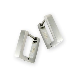 Fly Style Pair of folding hoop earrings made of stainless steel, square earrings for men and women, stainless steel hoop earrings, small, Stainless Steel, No Gemstone