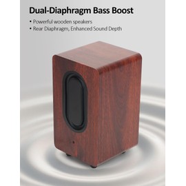 cinnkeyi Small Computer Speakers, 2.0 Wooden Speakers for PC or Laptop, USB-Powered Small PC Speakers, Suitable for Desktop Computers/Laptops Built-in 2x2 Speaker Diaphragms