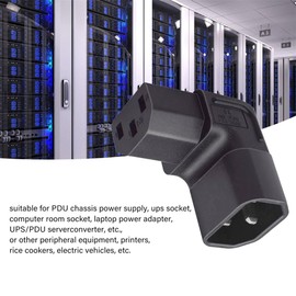 Xiwai IEC Male C14 to IEC Female 90 Degree Down Direction Right Angled C13 Power Extension Adapter AC Convertor Black