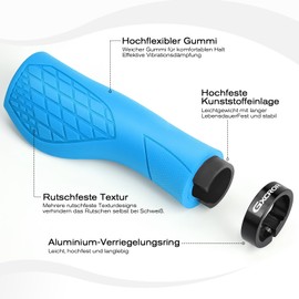 GXCROR Ergonomic Bicycle Grips for 22.2 mm Handlebar MTB Handlebar Grips Non-Slip with Dual Lock Design Suitable for Trekking Bike / Mountain Bike / Road Bike