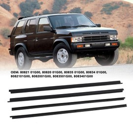 Window Moulding Trim Weatherstrip, 4PCS Car Outer Door Window Moulding Trim Seal Belt, Compatible with D21 Series 1985 to 1997, Pathfinder YD21, Replace 80821 01G00