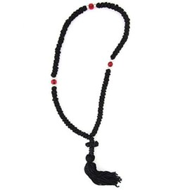 Handmade Blessed Christian Orthodox Greek Komboskoini Prayer Rope Chotki 100 Knots with Red Beads