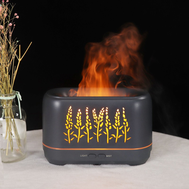 200ml Essential Oil Diffuser Hollow Out Quiet Diffuser with Flame