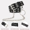 SUOSDEY Double Grommet Leather Belt with Detachable Chain for Women