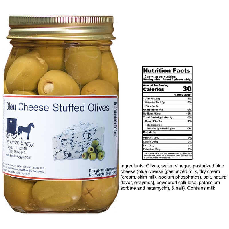 Stuffed Large Olives - Two 16 oz. Jars (Bleu Cheese