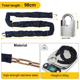Diyife Bike Lock Heavy Duty, [Reforced Version] [4 Keys] 1m x 6mm Anti-Theft Bike Chain Lock High Security, Weatherproof Bicycle Lock 50mm Padlock for Bike, Motorcycle, Scooter, Door, Gate, Fence