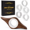 DELONIAL Book Page Holder with 5 Adjustable Rings, Handmade Natural