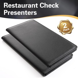 CoBak Restaurant Check Presenters, Guest Check Card Holder, Restaurant Bill Holder, Check Presenters for Restaurants, Servers, Bars, Hotels, Waiter, Waitress - 2 Pack Solid Black