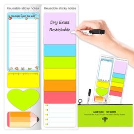 JJPRO Reusable Dry Erase Sticky Notes,Removable Label Stickers for School Office Supplies,Self-Stick Note Pads Teacher Appreciation Gift Writing Memo Pads,11PCS Teacher Gifts in Bulk