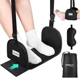 CERBONNY Airplane Foot Rest - Portable and Adjustable Foot Hammock,Airplane Travel Flight Essential for Relaxing Your Feet During Airplane Journeys(Non-Slip)